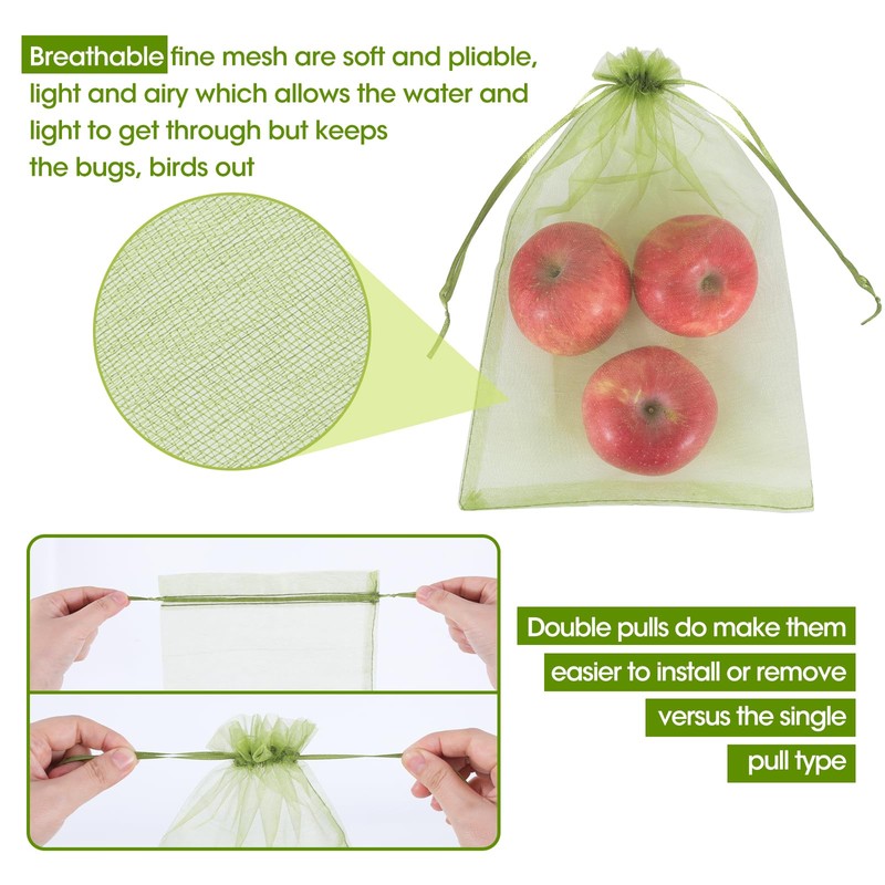 Kikhope 100pcs Fruit Protection Bags 6x9 inch, Fruit Netting Cover