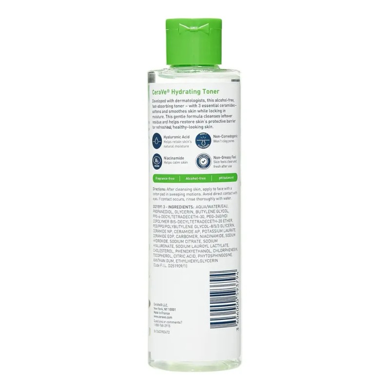 Cerave Tónico Facial Hydrating Toner Sin Alcohol ácido Hialurónico 25+