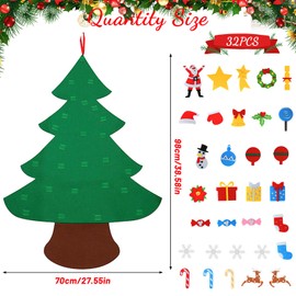 shallyong Felt Christmas Tree Children, Christmas Tree Felt Children with 38 Christmas Decorations for Children (Christmas Tree)