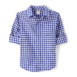 Gymboree,and Toddler Long Sleeve Button Up Shirts,Light Blue Plaid,18-24 Months