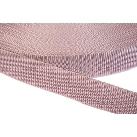Jajasio Polypropylene Webbing Strap 15 mm Wide, 1.2 mm Thick, in 41 Colours, 15 - Dusky Pink, 12 Metres