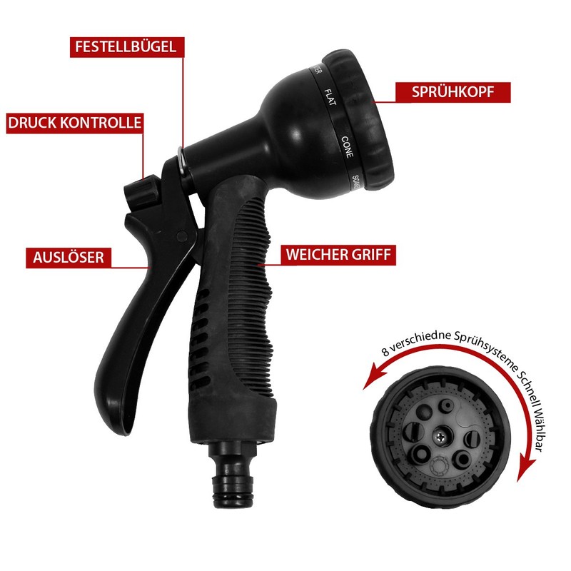 EYEPOWER Expandable Garden Hose 2.5-7.5 m Double Latex Core Triple