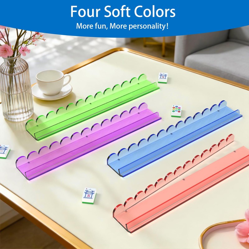 Mahjong Racks with Pushers 4 Clear Acrylic Tile Holders(Clear L17.5)