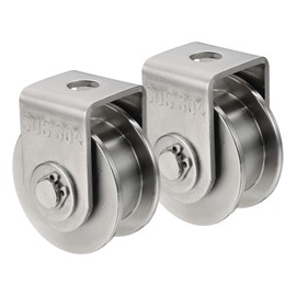 MECCANIXITY H Groove Wheel with Bracket, Stainless Steel Track Wheel Dia.1.9" Load 660 lbs Heavy Duty Rigid Caster for Inverted Rolling Gate Industrial Machines, 2 Pack