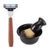 4Pcs Shaving Kit Manual Razor Stainess Steel Stand Holder Brush