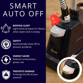 SALAV Commercial-Grade Standing Garment Steamer for Clothes with Auto-Off Safety 1800W Powerful Steam X-Large 3L Water Tank, 90-Min Continuous Use, Pedal-Control System, Beeps when Out of Water, Navy