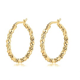Earrings for women in the shape of a twisted spiral. Gold-plated/silver plated hoop earrings surgical steel earrings ideal as a gift. Earrings girls. Jewellery women's earrings, Silver Gold Silver