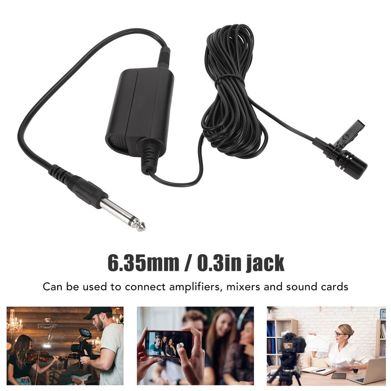 Lavalier Microphone Professional Omnidirectional Clip On Wired Microphone for Guitar