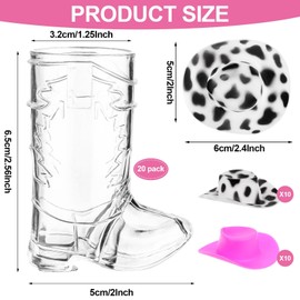 GANGBARU 40 Pcs Plastic Cowboy Boot Shot Glasses 1 Ounce Mini Western Cowboy Cowgirl Hats Craft Reusable Cowboy Boot Cups for Birthday Bachelorette Party Supplies Cute Decorations