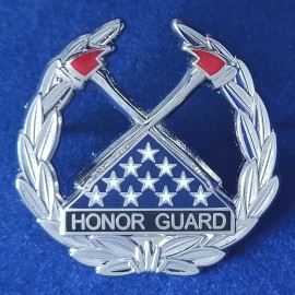 FLAG-FIRE AXE-LEAF HONOR GUARD PIN, Item #148: Silver plated. 8 mm post