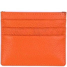 RFID Protect Slim Minimalist Pocket Leather Wallet Card Holder - Orange