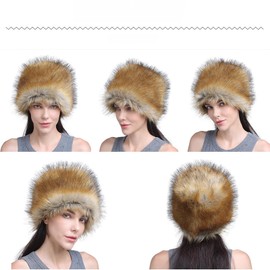 Women’s Faux Fur Bucket Hat Fluffy Cossack Russian Hat Winter Warm Plush Earflap Fisherman Cap Adjustable Quilted Cotton Lined Cold Weather Ski Snow Travel Hats Gift (UK, Alpha, One Size, Khaki)