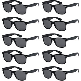 Aeetial 12 Packs UV Protection Neon Colors 80's Retro Style Party Favors Sunglasses (Black)