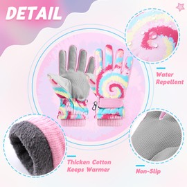 Children's Ski Gloves Mittens Waterproof Winter Gloves Windproof Warm Fleece Cycling Gloves Snow Gloves for Girls Boys Warm Sports Gloves Snowboard Skiing