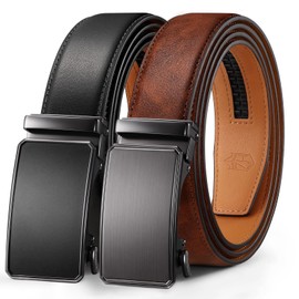 Zitahli Ratchet Belt Men 2 Pack - Click Leather Mens Belt Adjustable,Cut for Perfect Fit Dress and Casual,Gifts for men,Men's Accessories Size 34"-40"