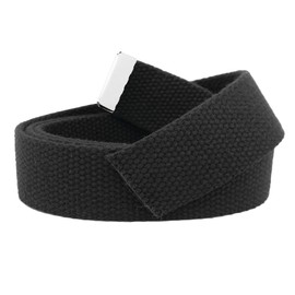Build A Belt Replacement 1.25" Wide Military Canvas Web Belt (Mens Large Black Silver Tip)