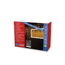 Konstsmide 3672-103 LED Icicle Light Curtain with White Globes / for Outdoor Use (IP44) / 24 V Outdoor Transformer / 200 Warm White Diodes / Transparent Cable