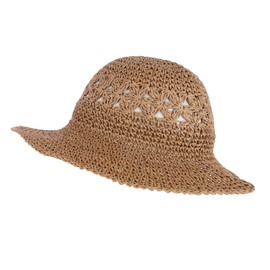David & Young Women's Hand Crochet Straw Sun Hat, Light Brown