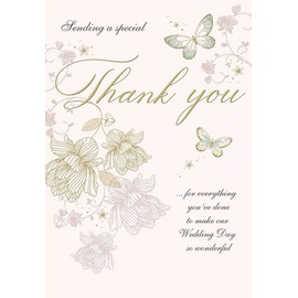 Traditional Wedding Card Wedding Thank You - 9 x 6 inches - Piccadilly Greetings