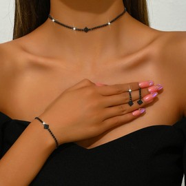 YANCHUN Black Jewellery Set for Women Evening Necklace and Earrings Elegant Costume Jewellery Gift Wedding Dress Accessories