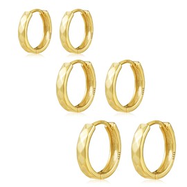 KISSPAT Gold Silver Hoop Earrings Set for Women, Sterling Silver 925 Small Gold Hoop Earrings, Hypoallergenic Lightweight Cartilage Hoop Earrings Gold for Multiple Ear Holes, Sterling Silver, No