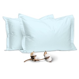 Pizuna 100% Cotton King Pillow Cases 2 Pack Baby Blue 50x90cm, 400 Thread Count Long Staple Combed Cotton Pillowcases, Luxurious Soft Sateen King Size Pillow Cases (100% Cotton Pillowcase Pack of 2)
