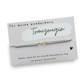 EDELSCHNITTE Bracelet "Maid of Honour" Eternity 925 Silver/Gold-Plated/Grey/Infinity/Maid of Honour Questions/Wedding/Gift, Silver / nylon