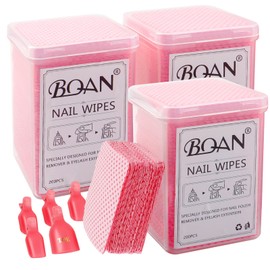 BQAN Lint Free Nail Wipes, 600PCS Nail Polish Remover Pads Pink For lash extensions & Nails Polish Bottle With 5PCS Nails Dipping Clips (Pink)