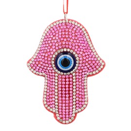 FLYAB Hamsa Hand Christmas Ornament - 2.36''x3.15'' Fibre Christmas Hanging Ornament with Evil Eye for Christmas Tree Decoration Car Hanging Ornament for Women Men Xmas New Year Holiday Party Favors