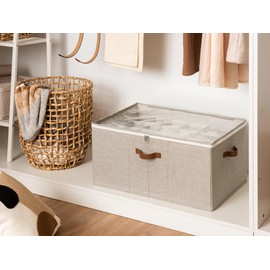 StorageWorks Shoe Organizer for Closet, Fits up to 24 Pairs, Shoe Cubby Storage Containers with Adjustable Dividers and Clear Cover, Taupe
