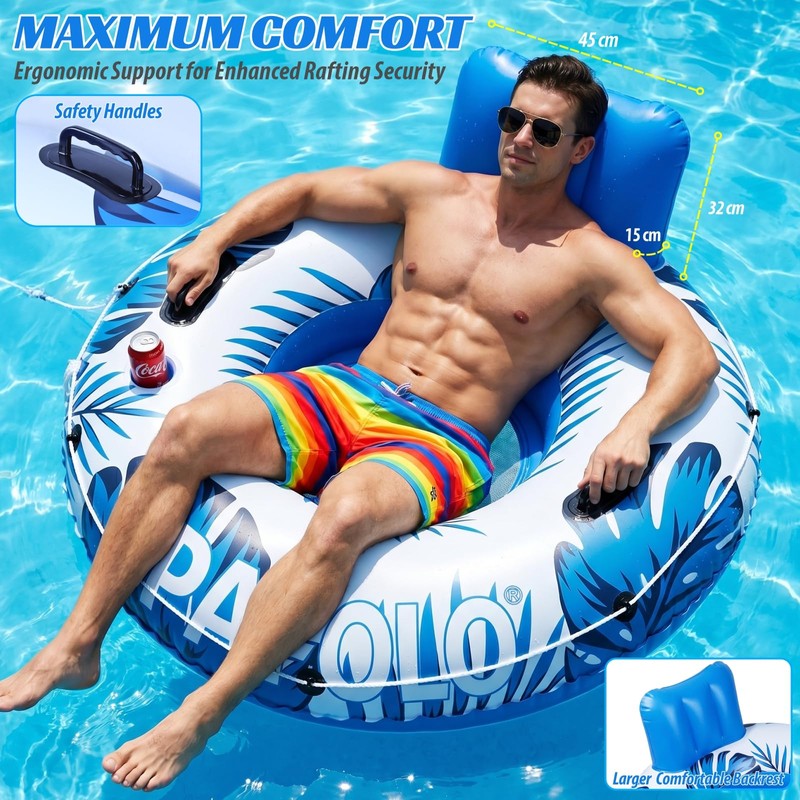 PAFOLO Pool Float, 56" Inflatable River Tube, Heavy Duty River