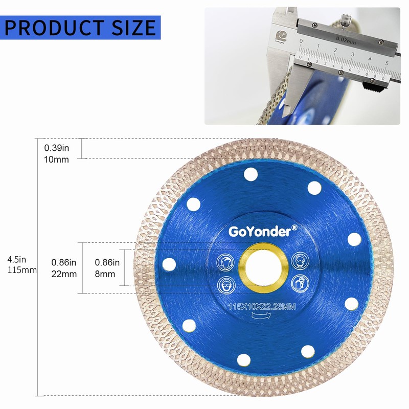 GoYonder 4.5” Diamond Tile Blade for Angle Grinder, Super Thin