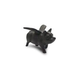 NACH Cast Iron Flying Pig Garden Statue - Black Door Stopper, Rustic Decor Sculpture, Paperweight, Outdoor Statue - 5.5x3.5x3.9 Inch, JS-92-040