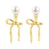 STAYLOVE Small Gold Bow Drop Dangle Earrings for Women 14K