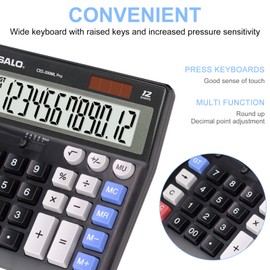 OSALO Calculator Large Buttons Extra Large Display 12 Digit Desk Calculator Office Calculator Black (OS-200ML)