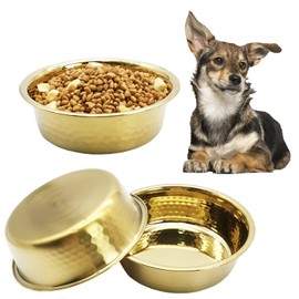 kathson 3pcs Premium Stainless Steel Dog Bowls, Hammered Thickened Metal Dog Bowl Feeding or Water Bowls for Small/Meidum/Large Sized Dogs&Cats Stackable Metal Cat Bowl Dishwasher Safe 7.1 Dia.
