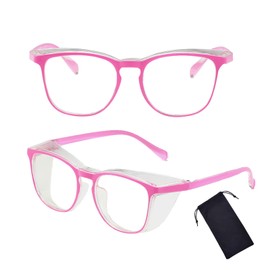 UZUIBANG Safety Glasses for Women, Anti Fog Safety Goggles Comfortable Blue Light Blocking UV Protective for Adult Nurse Pink