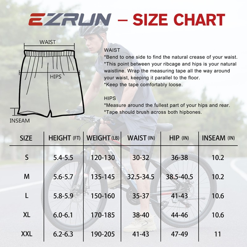 EZRUN Pantalones cortos de ciclismo de montaña acolchados 3D para