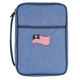 TD A4 Denim Fabric Bible Cover with Zipper Closure Book Cover for Protection and Gift UseSize: Large