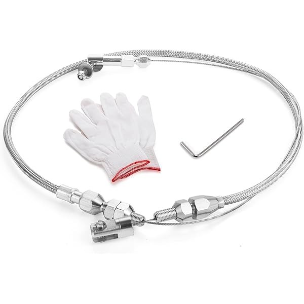 Spurtar 24" Universal Throttle Cable Stainless Steel Braided Covering Locking
