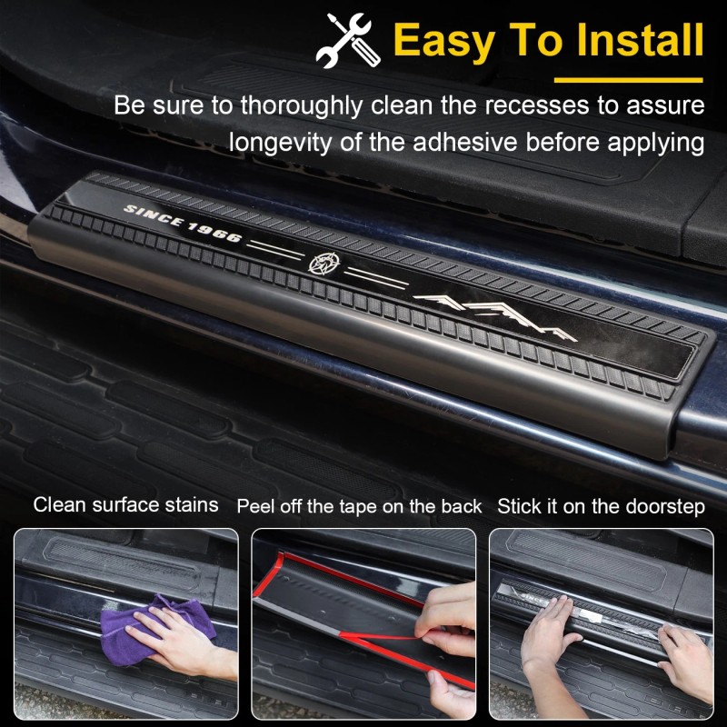 AUFER Door Sill Guards Edge Entry Guards Protectors for Ford