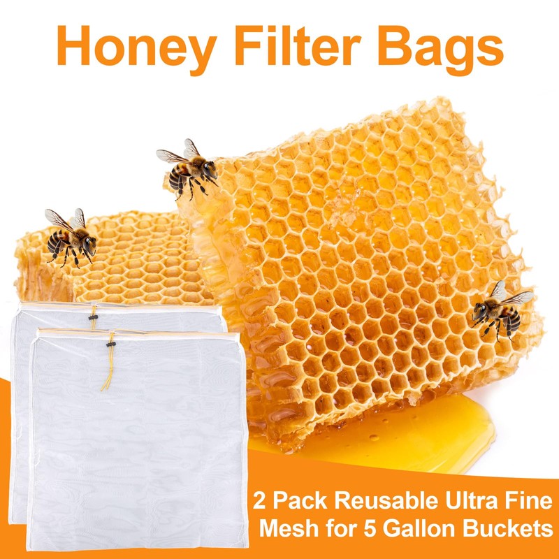 2 Pcs Honey Filter Bags, Ultra-Fine Mesh Nylon Strainer with