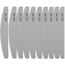 Nail Files for Acrylic and Gel Nails 10 Emery Boards for Nails, Professional Nail Files for Natural Nails, Strong Nail File, 100/180 Grit Nail File x 10