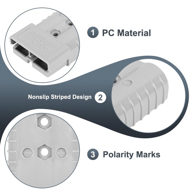 350A Forklift Battery Connector 2/0 AWG Gray 350A 600V Plug,