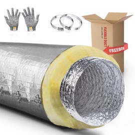 Cuchiilo 8 Inch 25 Feet Insulated Flexible Duct R4.2,8 Inch Insulated Flexible Duct,8in Insulated Ducting 8in Insulated Ducting 8insulated Flexible Duct,for Heating and Air Conditioning HVAC Systems