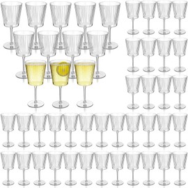 Domensi 48 Pack Plastic Ribbed Wine Glasses 13 oz Acrylic Champagne Flutes with Stem Unbreakable Reusable Cocktail Champagne Glasses for Wedding Holiday Birthday Party Supplies