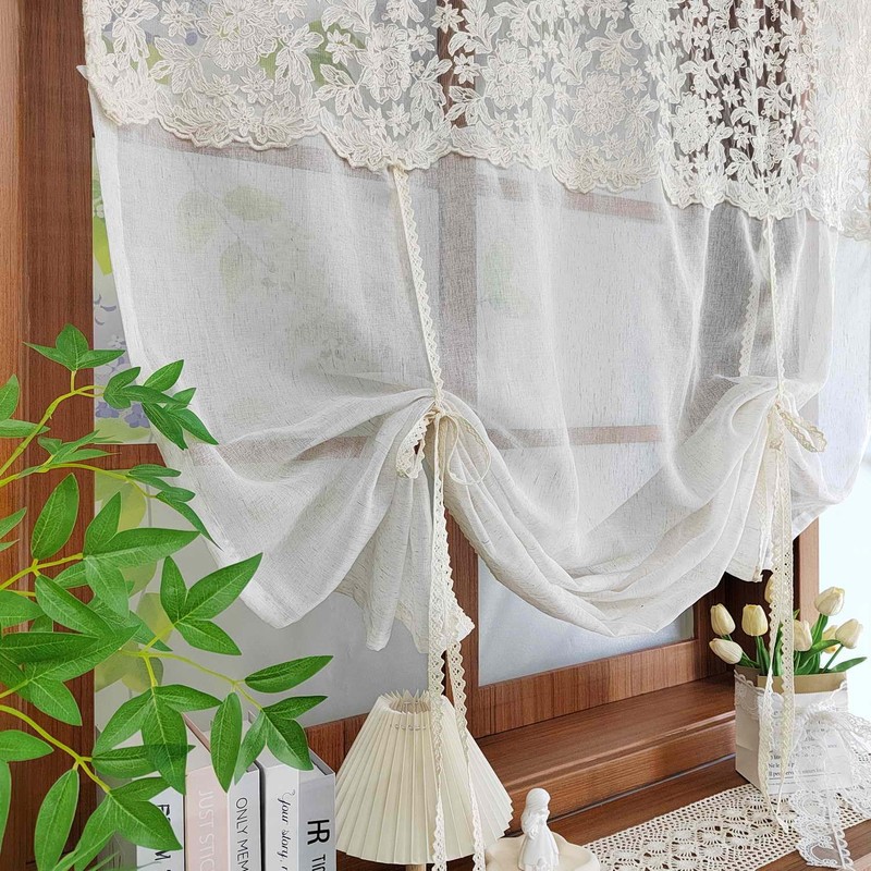 Chic Tie Up Curtain for Kitchen Adjust Ballon Window Valance