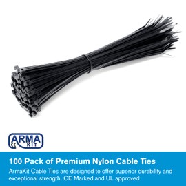 100 Pack of Cable Ties Black | CE Premium UL Nylon Strong Zip Ties, Extra Thick Cable Ties, Bicycle Tie Wrap, DIY Home Garage Office and Workshop | Heavy Duty Self Locking (200 x 2.5mm)
