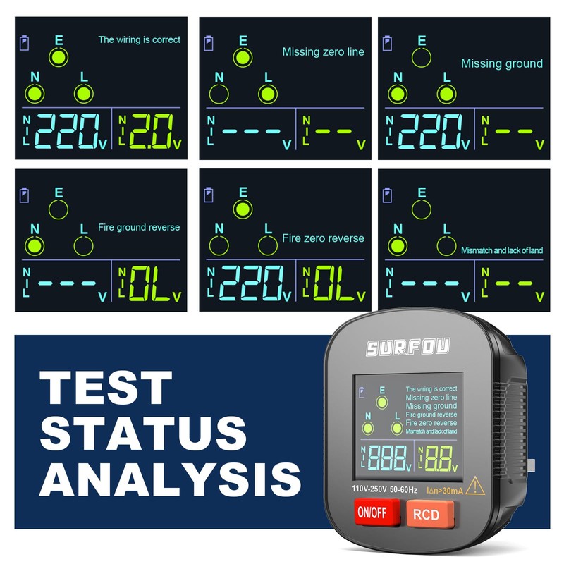 SURFOU Socket Tester UK, Electric Voltage Test Plug Tools with