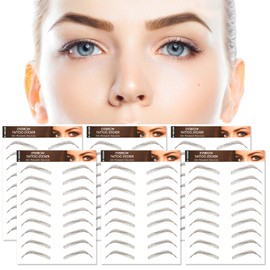 MWOOT 6 Sheets Hair-Like Eyebrow Tattoos Stickers,4D Natural Fake Eyebrow Transfers Stickers,Waterproof Temporary Brow Grooming Shaping Eyebrow Stickers for Women and Girls((Brown-12)
